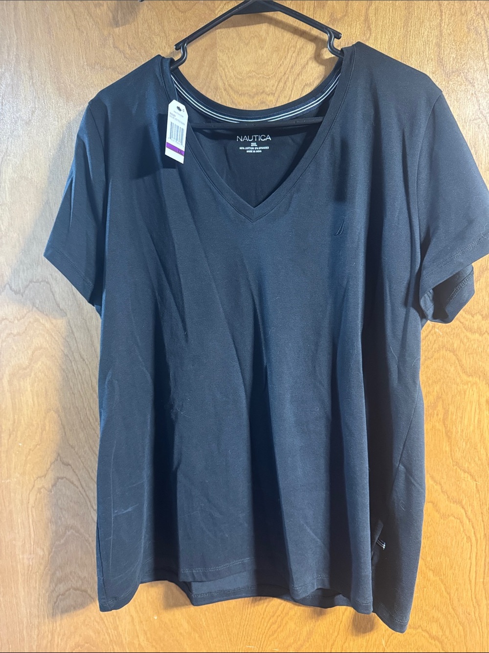 Nautica Women's V-Neck Short Sleeve Top - Black